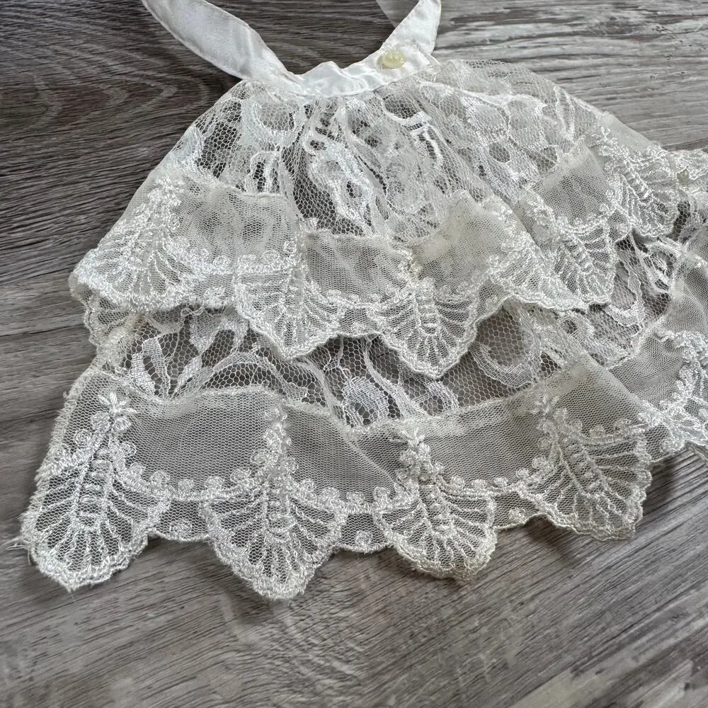 Vintage Lace Collar Capelet Ivory Sheer Ruffle Coquette Fairycore